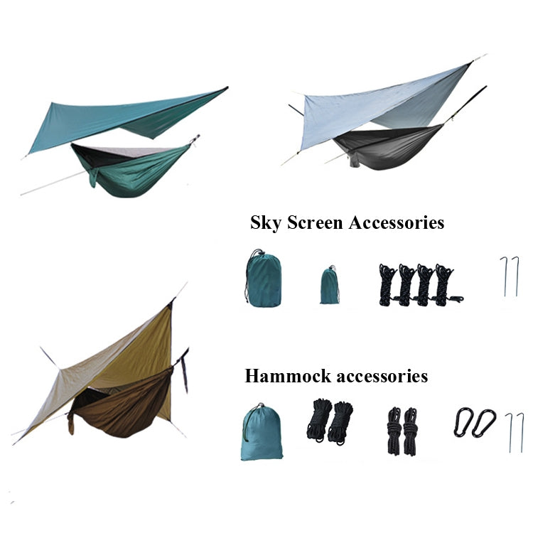 Outdoor Camping Sunshade + Anti-Mosquito Hammock Set Parachute Fabric Net Yarn Anti-Mosquito Hammock Reluova