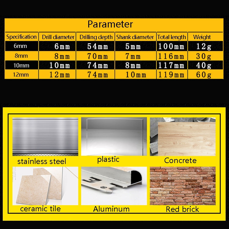 6mm Titanium-Plated King Drill Porcelain Brick Glass Brick Drill Punched Twist Triangle Drill