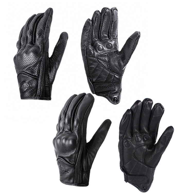 BSDDP A0102 Leather Full Finger Locomotive Gloves Racing Anti-Fall Breathable Touch Screen Gloves, Size: