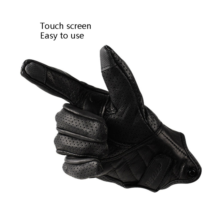 BSDDP A0102 Leather Full Finger Locomotive Gloves Racing Anti-Fall Breathable Touch Screen Gloves, Size: Reluova