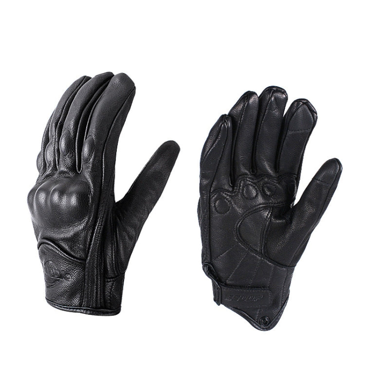 BSDDP A0102 Leather Full Finger Locomotive Gloves Racing Anti-Fall Breathable Touch Screen Gloves, Size: