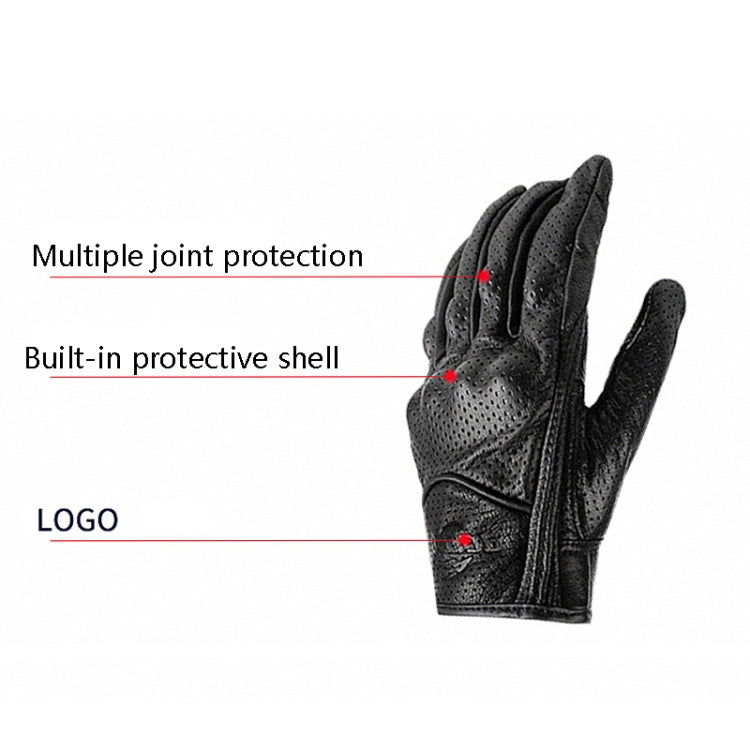 BSDDP A0102 Leather Full Finger Locomotive Gloves Racing Anti-Fall Breathable Touch Screen Gloves, Size: