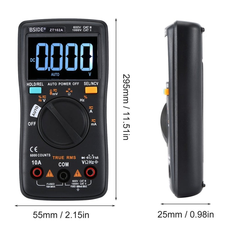 BSIDE ZT102A LCD Display 6000 Words AUTO Intelligent Gear Automatic Range Digital Multimeter Reluova