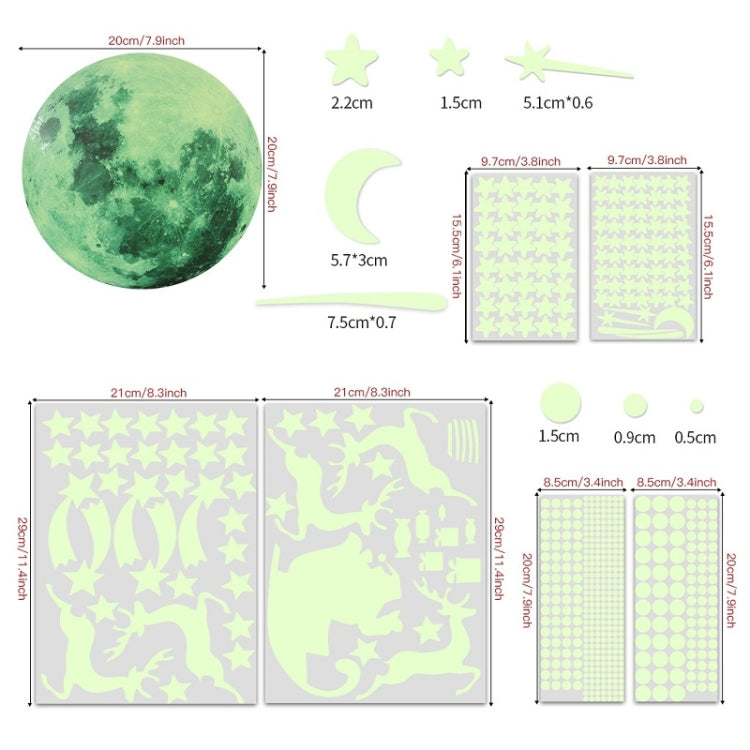 AFG3367 Moon + 407 PCS Dot + 103 PCS Star + Two Christmas PE Film Luminous Stickers, Specification: Blue My Store