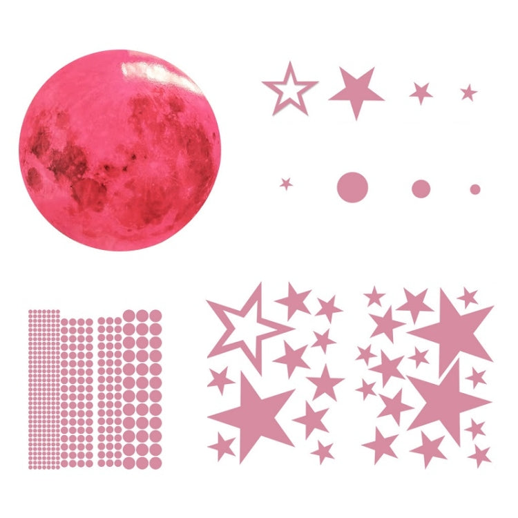 AFG3303 Home Decoration Luminous Stars Moon PVC Stickers, Specification: 435PCS+30cm Moon (Pink) My Store