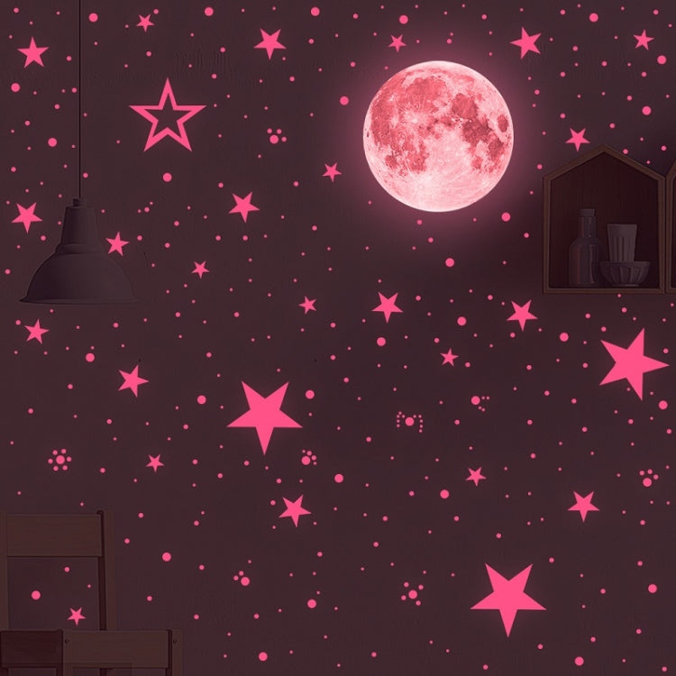 AFG3303 Home Decoration Luminous Stars Moon PVC Stickers, Specification: 435PCS+30cm Moon (Pink) My Store