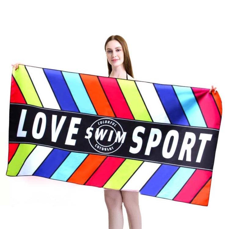 Sports Fitness Swimming Bath Towel Printed Double-Sided Velvet Absorbent Quick-Drying Beach Towel, Size: