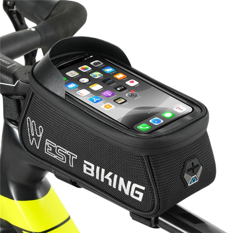 WEST BIKING West 6.9 Inches Rider Bike Reflective Mobile Phone Touch Screen Front Bag Mountain Bike Front Beam Upper Tube Bag