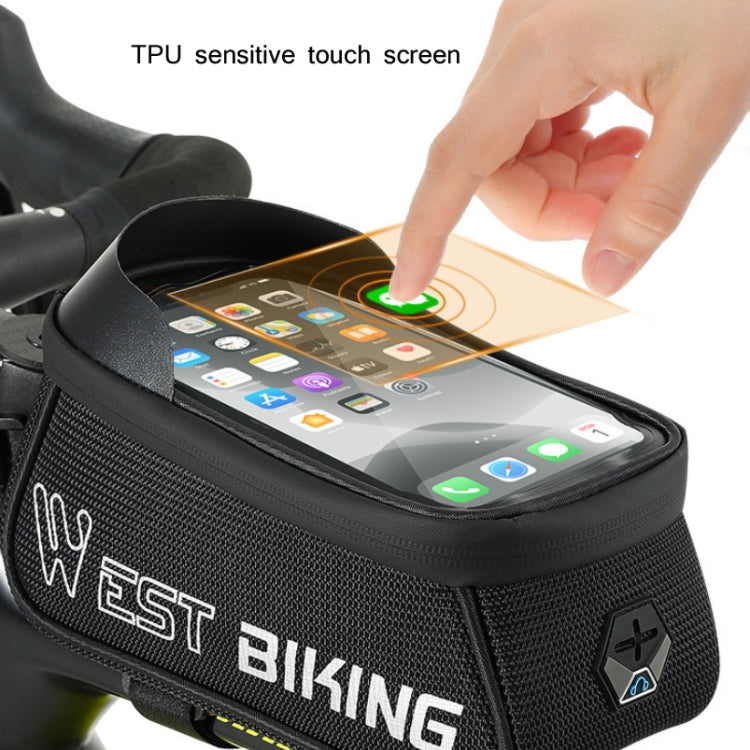 WEST BIKING West 6.9 Inches Rider Bike Reflective Mobile Phone Touch Screen Front Bag Mountain Bike Front Beam Upper Tube Bag