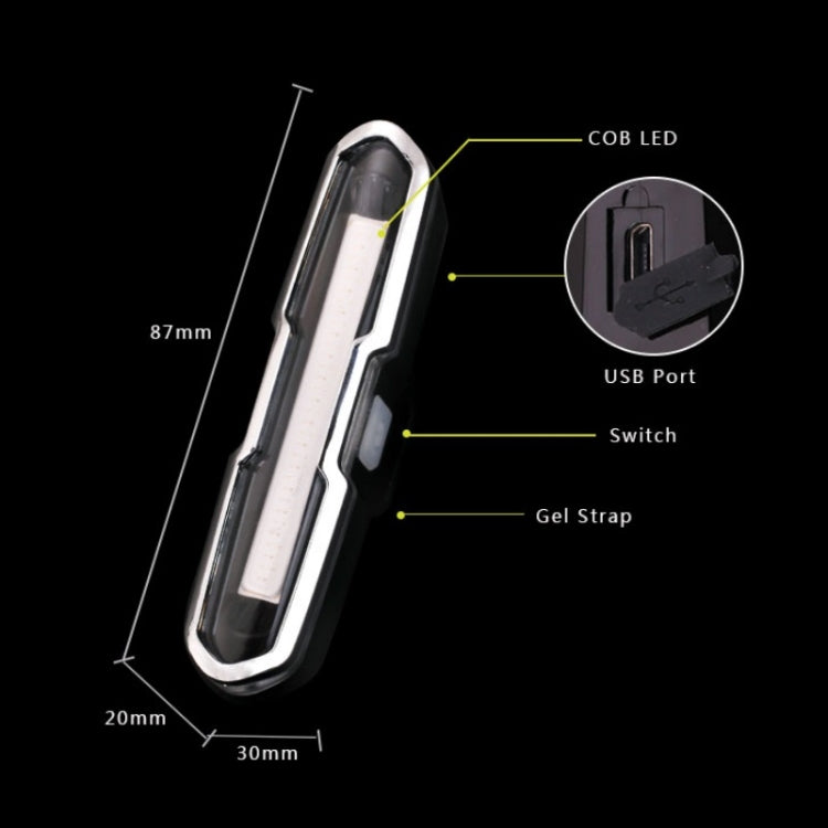 Bicycle Light USB Charging LED Warning Light Night Riding COB Tail Light, Specification: Reluova