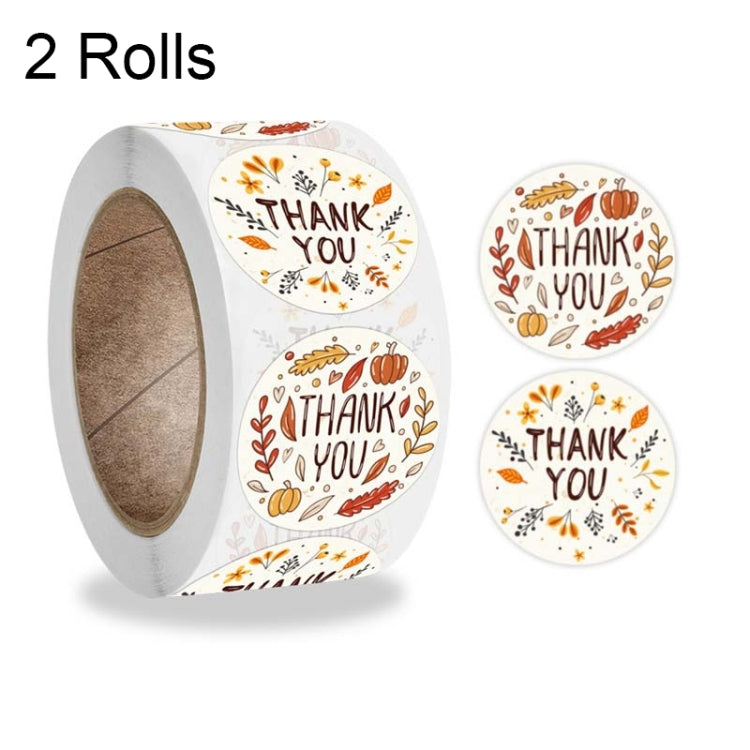 2 Rolls K-54 Thank You Floral Gift Decoration Sticker Label, Size: 2.5cm