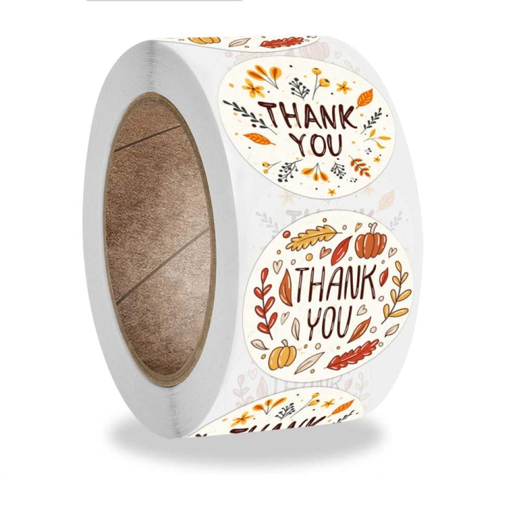 2 Rolls K-54 Thank You Floral Gift Decoration Sticker Label, Size: 2.5cm