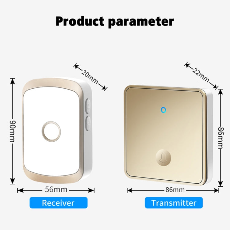 CACAZI FA50 1 For 1 Push-button Self-generating Wireless Doorbell