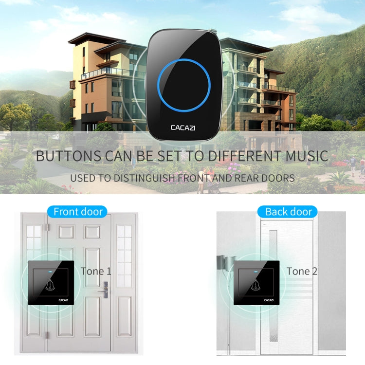 CACAZI H10 1 For 2 Home Wireless Music Doorbell without Battery Reluova