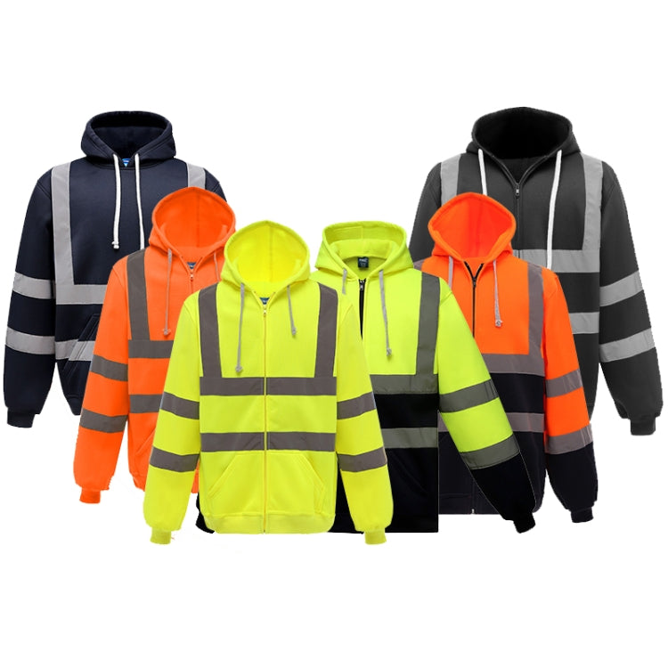 Reflective Hooded Zipper Sweatshirt Outdoor Sports Fleece Reflective Clothing My Store