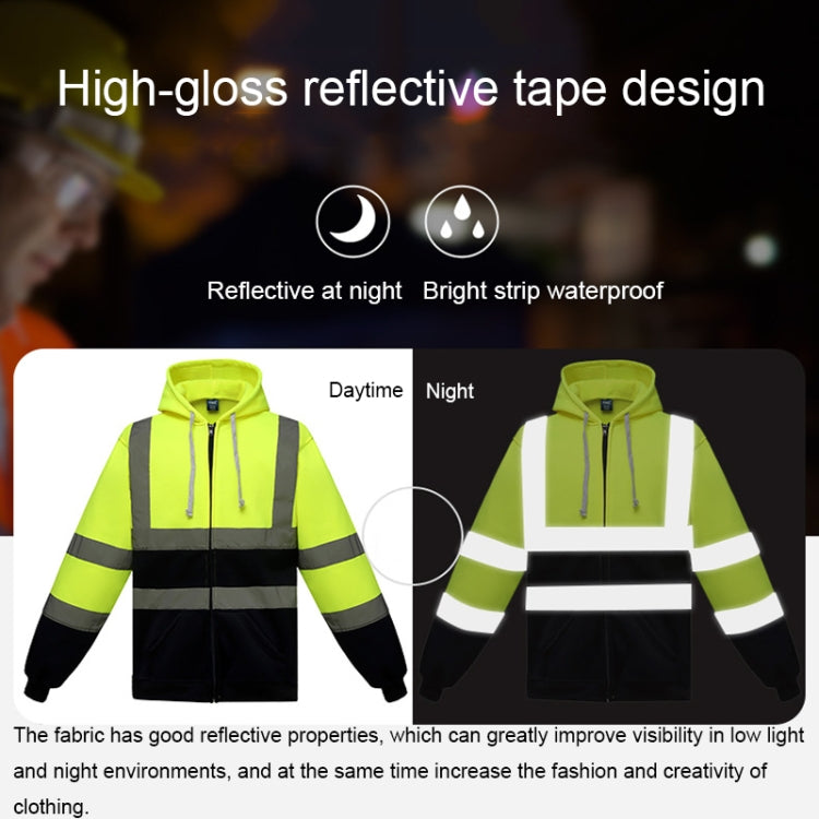 Reflective Hooded Zipper Sweatshirt Outdoor Sports Fleece Reflective Clothing My Store