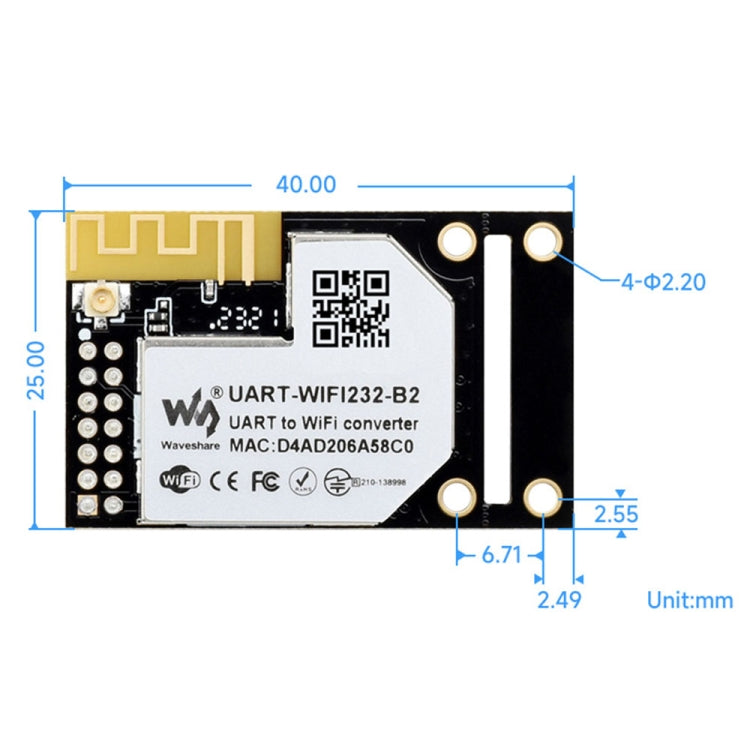 Waveshare 25116 UART to WiFi And Ethernet Module, Integrated 802.11b/g/n Module