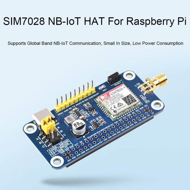 Waveshare 25349 SIM7028 NB-IoT HAT For Raspberry Pi, Supports Global Band NB-IoT Communication Reluova