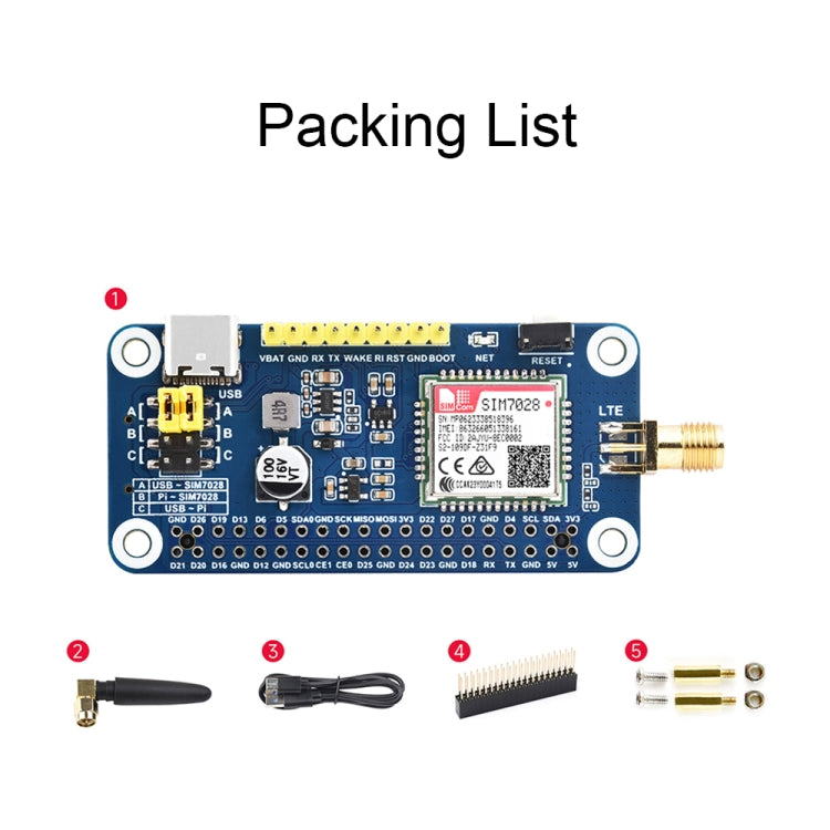 Waveshare 25349 SIM7028 NB-IoT HAT For Raspberry Pi, Supports Global Band NB-IoT Communication Reluova