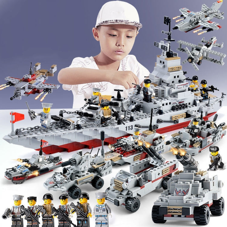 Aircraft Carrier Shaped Children Building Blocks Small Particle Assembled Educational Toys