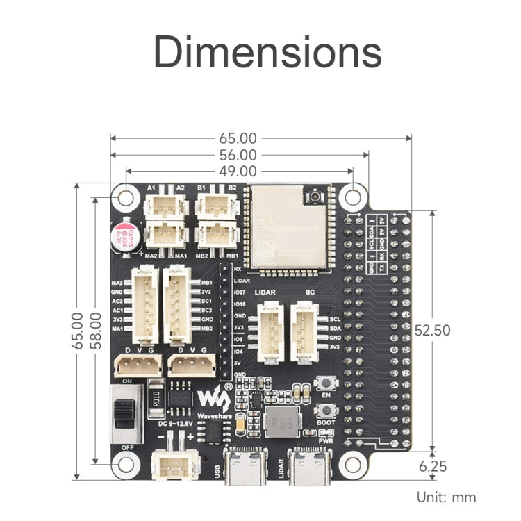 Waveshare 23730 ESP32 Multi-Functional General Driver Board For Robots, Supports WIFI/Bluetooth/ESP-NOW