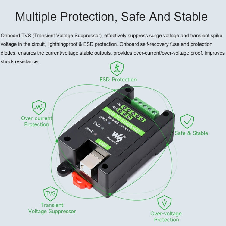 Waveshare 23949 USB To RS485/422 Isolated Converter, FT232RL And SP485EEN