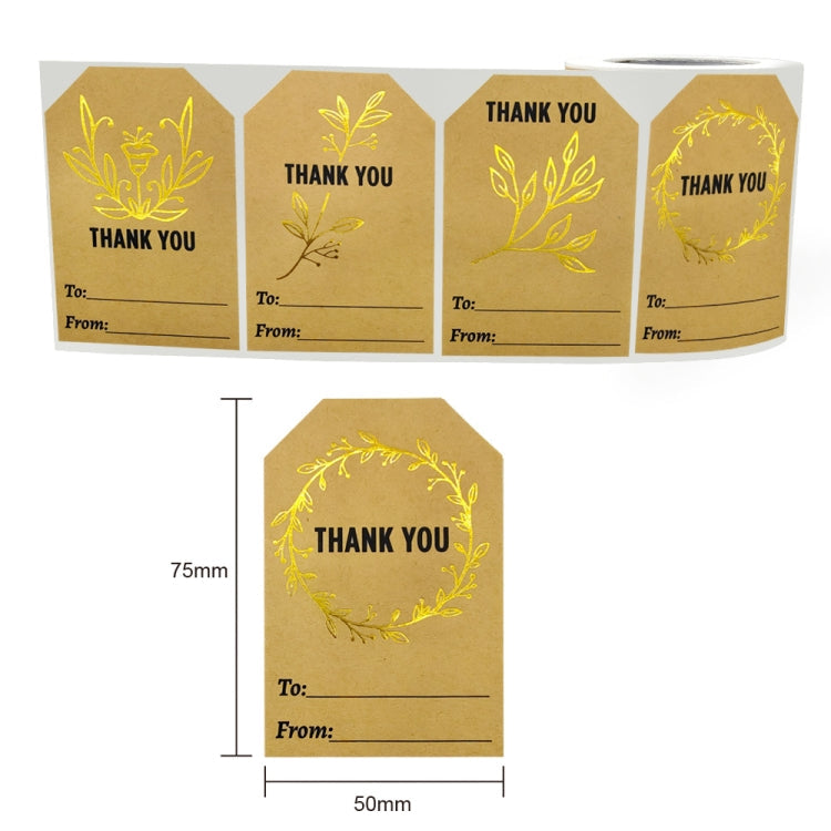 Kraft Paper Thank You Hot Stamping Sticker Gift Wrapping Decoration Label