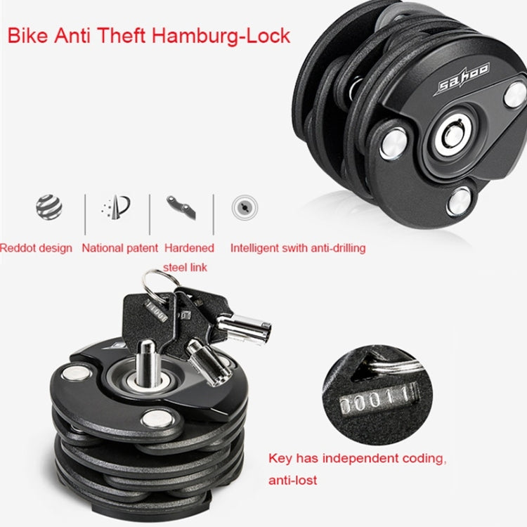 SAHOO Bicycle Anti-Theft Lock Mountain Bike Fixed Folding Lock Chain Lock Creative Hamburger Lock Reluova