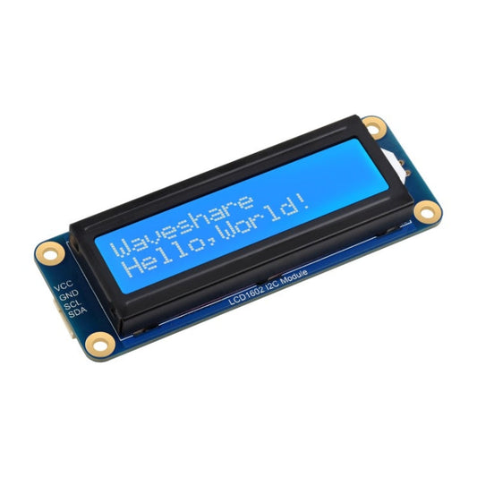 Waveshare 23991 LCD1602 I2C Module, White with Blue Background, 16x2 Characters, 3.3V/5V