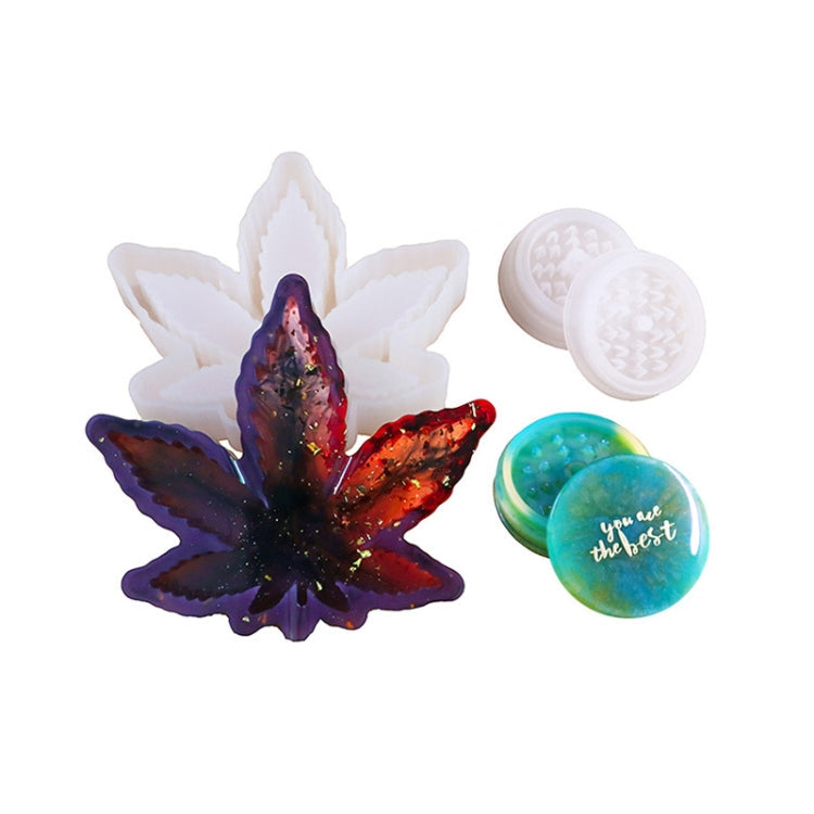 DIY Crystal Epoxy Mold Maple Leaf Ashtray Tooth Grinding Cigarette Grinding Combination Silicone Mold