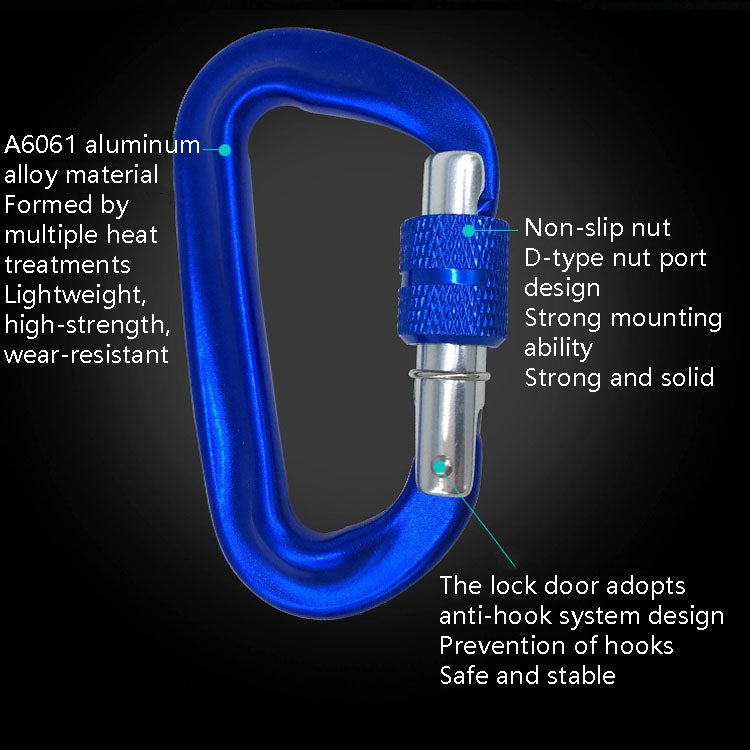 AD802N 8cm Aluminum Alloy Mountaineering Buckle D-Shaped Backpack Climbing Outdoor Hammock Safety Buckle, Color Random Delivery Reluova