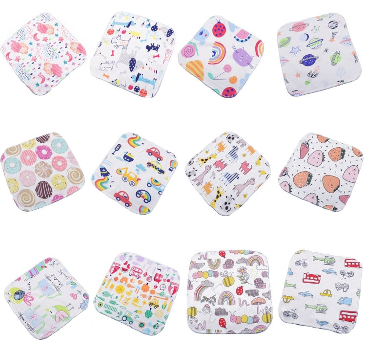 10 PCS Baby Cotton Saliva Handkerchief Cartoon Small Square Face Towel Color Random Delivery