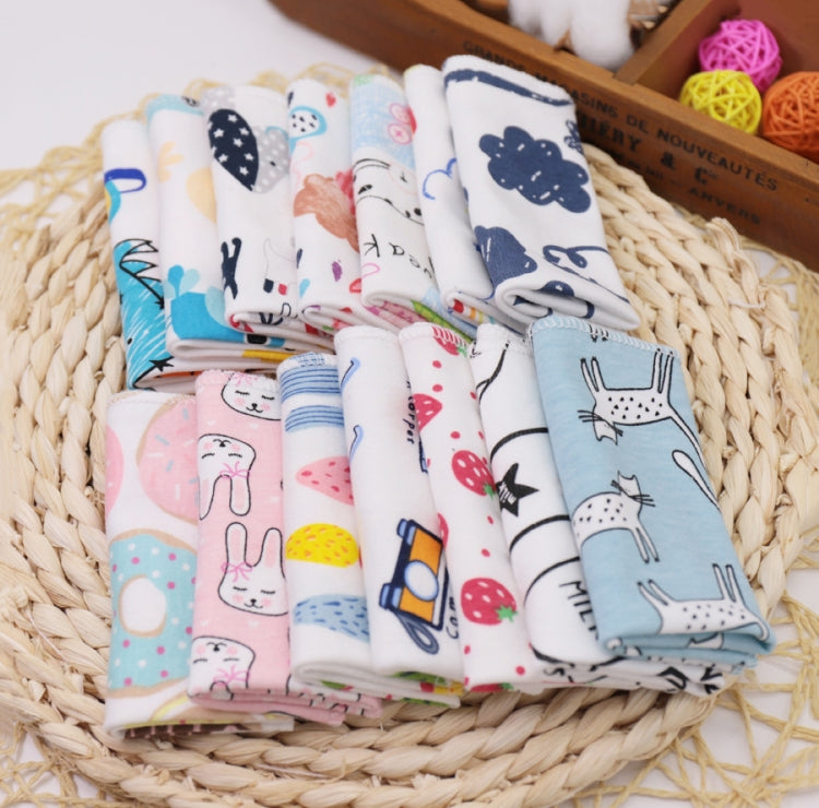 10 PCS Baby Cotton Saliva Handkerchief Cartoon Small Square Face Towel Color Random Delivery