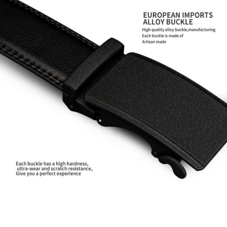 COWATHER CZ032 Men Two-Layer Leather Casual Business All-Match Automatic Buckle Belt, Length: Reluova