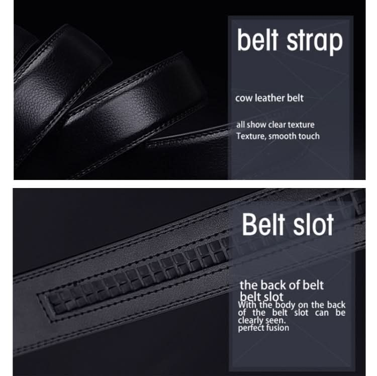 COWATHER CZ022 Men Two-Layer Leather Casual Business Automatic Buckle Belt, Length: Reluova