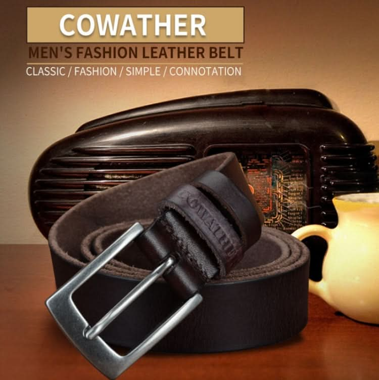 COWATHER XF018 Men Casual Business Pin Buckle Cowhide Belt,Length: Reluova