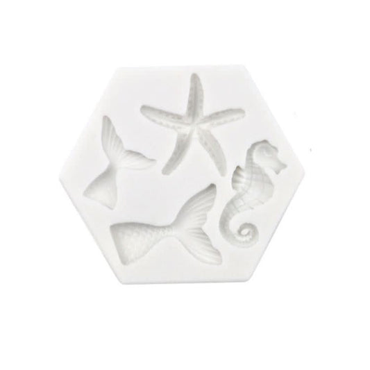 Ocean Series Big And Small Fishtail Starfish Seahorse DIY Baking Liquid Silicone Mold Reluova