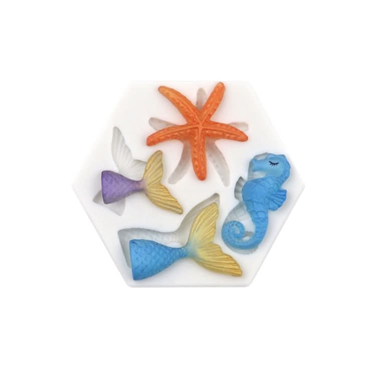 Ocean Series Big And Small Fishtail Starfish Seahorse DIY Baking Liquid Silicone Mold Reluova