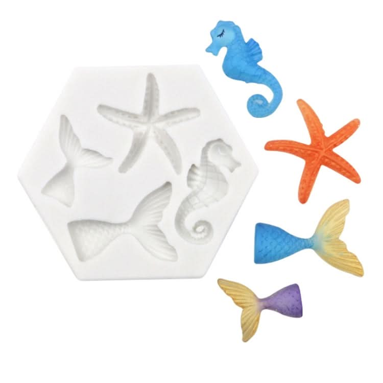 Ocean Series Big And Small Fishtail Starfish Seahorse DIY Baking Liquid Silicone Mold Reluova