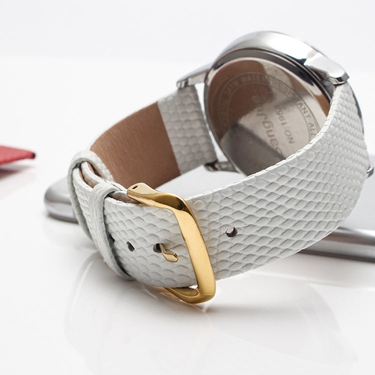 Thin Watch Chain With Calfskin Lizard Pattern Strap