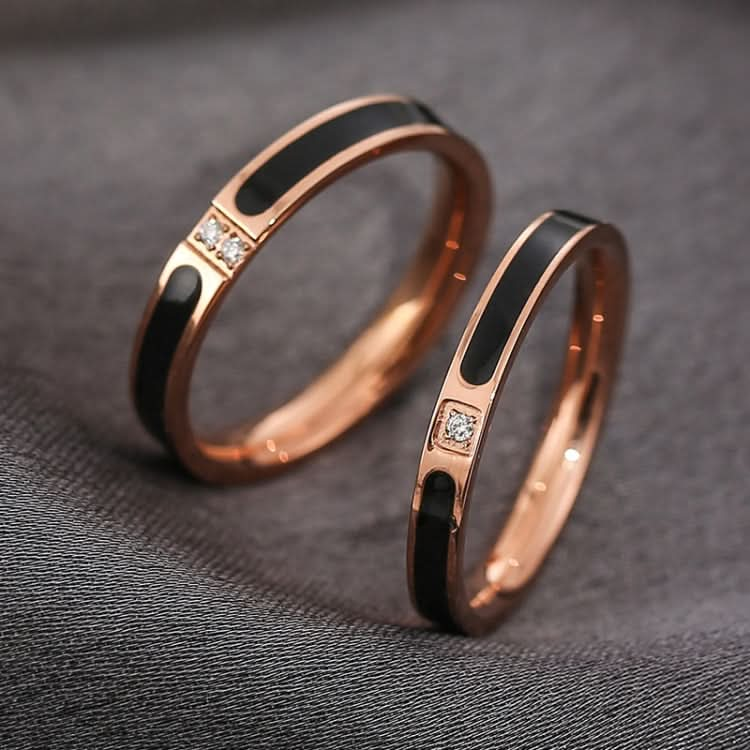 2 PCS Fashion Two Diamond-Studded Titanium Steel Couple Rings For Couple-Reluova