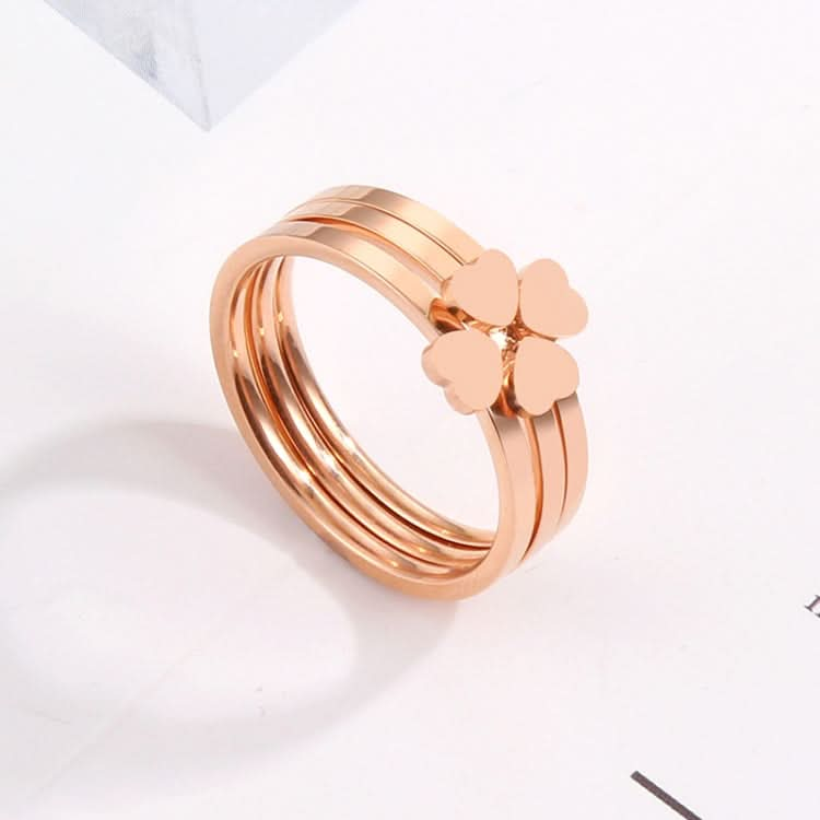 3 In 1 Titanium Steel Peach Heart Combination Four-Leaf Clover Couple Ring-Reluova