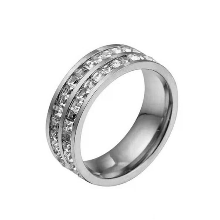 2pcs Girls Simple Titanium Steel Diamond Ring, Series 2-Reluova