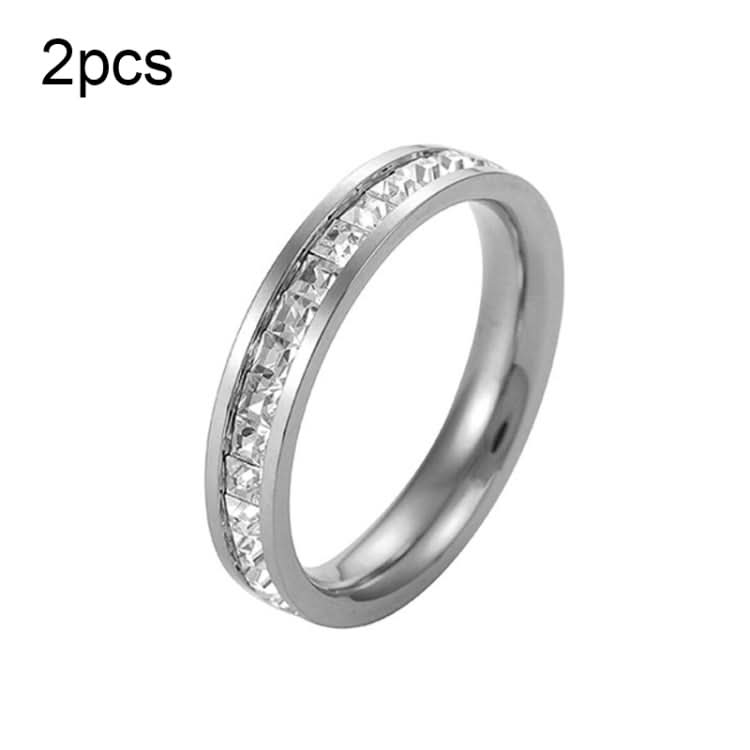 2pcs Girls Simple Titanium Steel Diamond Ring, Series 1-Reluova