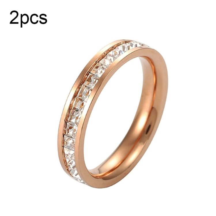 2pcs Girls Simple Titanium Steel Diamond Ring, Series 1-Reluova