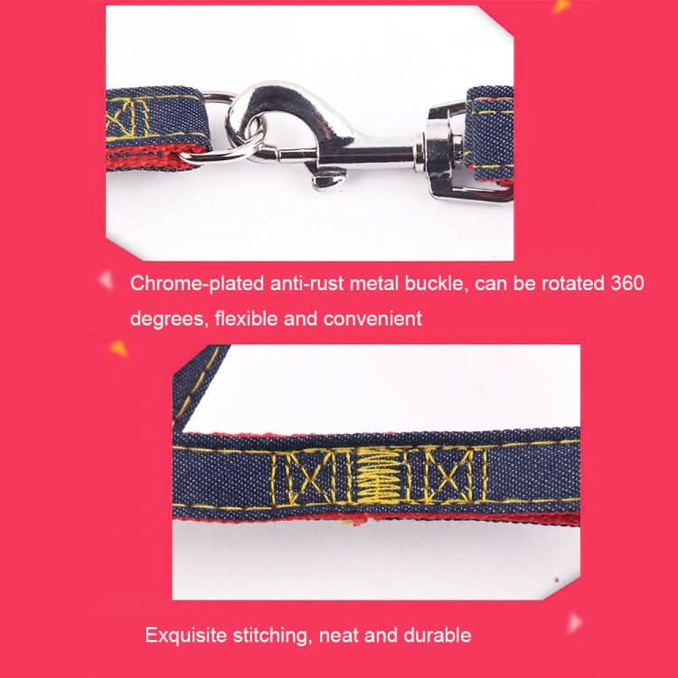 BG-Q1025 Leash+Chest Strap+Collar Thickened Strong Denim Pet Dog Leash Set - Reluova