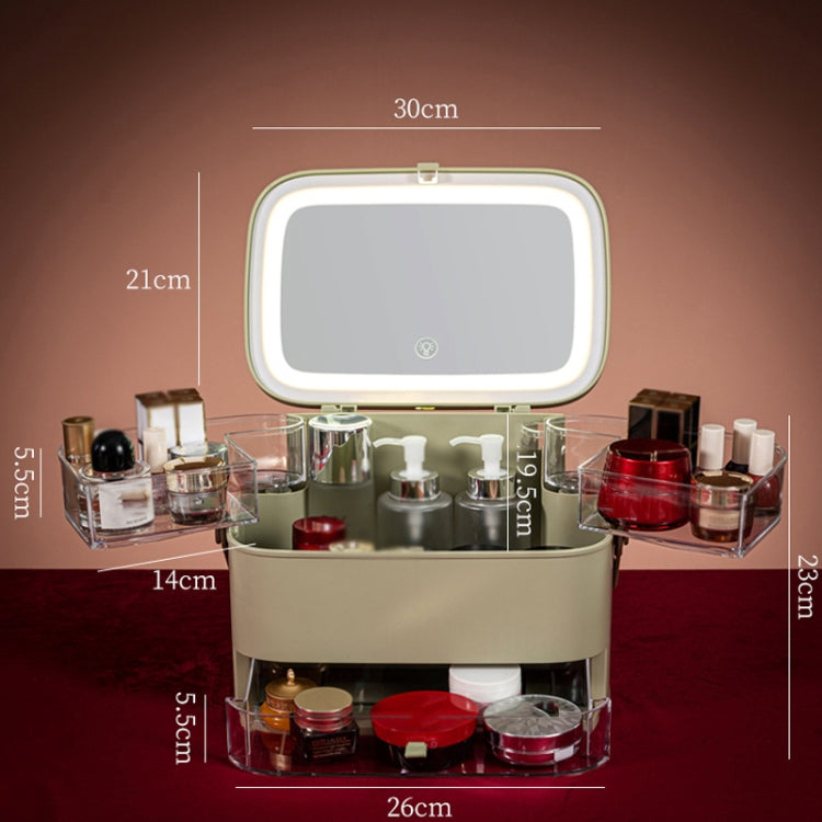 Cosmetic Storage Box Dustproof Skin Care Products Desktop LED With Mirror Shelf My Store