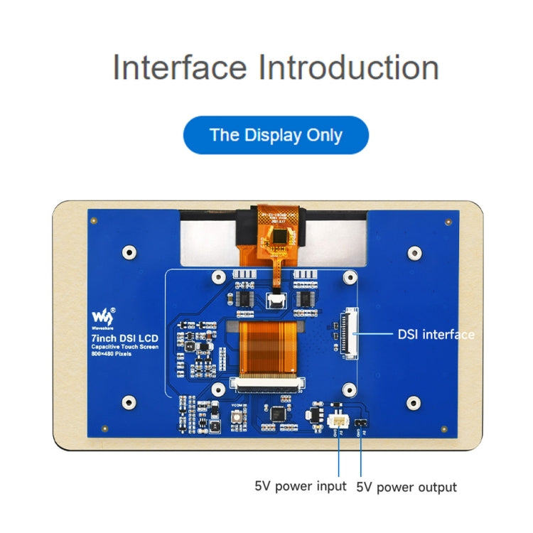 Waveshare 7 inch 800×480 IPS Capacitive Touch Display, DSI Interface, 5-Point Touch Reluova