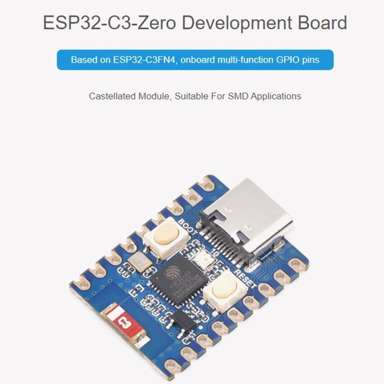 Waveshare 2.4GHz ESP32-C3 Mini Development Board, Based ESP32-C3FN4 Single-core Processor Reluova