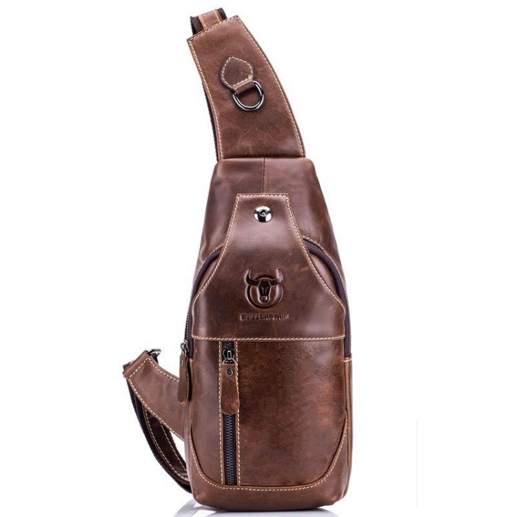 BULL CAPTAIN 019 Retro Men Leather Crossbody Shoulder Bag First-Layer Cowhide Chest Bag, Colour: Black + Buckle My Store